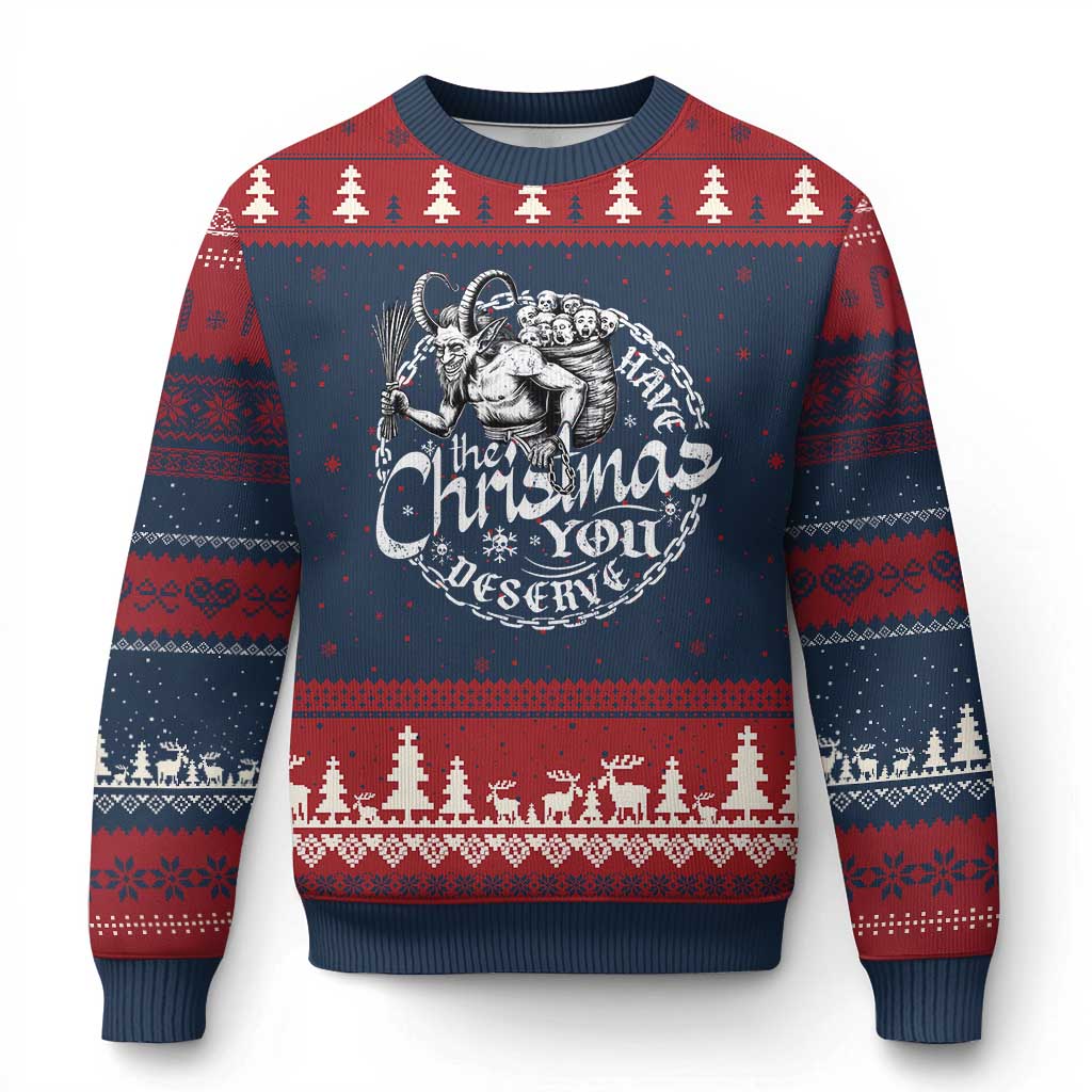 Nordic Xmas Krampus Ugly Christmas Sweater Have The Xmas You Deserve Horror Xmas TS11 Navy Red Print Your Wear