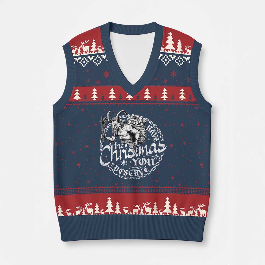 Nordic Xmas Krampus V-Neck Knit Sweater Vest Have The Xmas You Deserve Horror Xmas TS11 Navy Red Print Your Wear