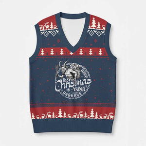 Nordic Xmas Krampus V-Neck Knit Sweater Vest Have The Xmas You Deserve Horror Xmas TS11 Navy Red Print Your Wear