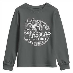 Nordic Christmas Krampus Youth Sweatshirt Have The Christmas You Deserve Horror Xmas TS11 Dark Heather Print Your Wear