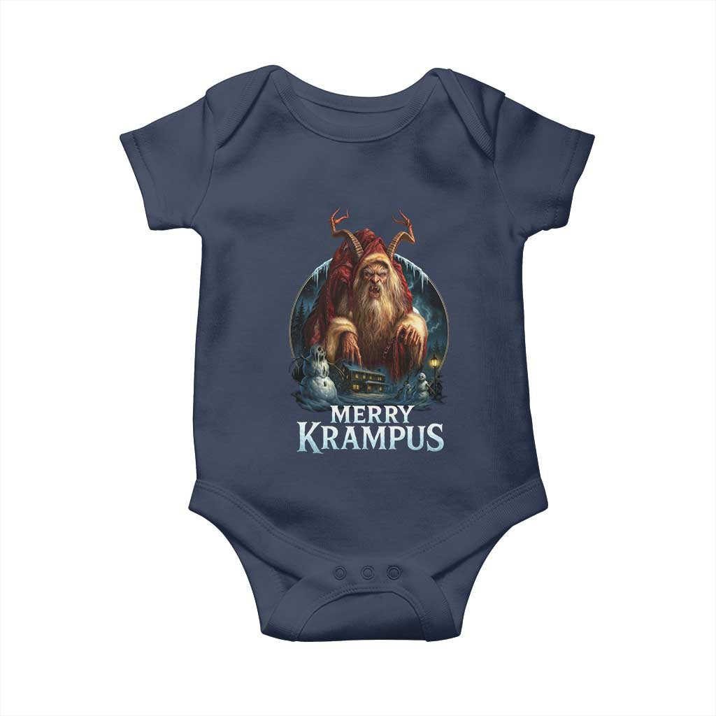Christmas Krampus Baby Onesie Merry Krampus Pagan Yule Nordic Xmas TS11 Navy Print Your Wear