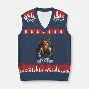 Xmas Krampus V-Neck Knit Sweater Vest Merry Krampus Pagan Yule Nordic Xmas TS11 Navy Red Print Your Wear