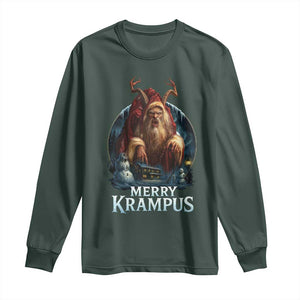Christmas Krampus Long Sleeve Shirt Merry Krampus Pagan Yule Nordic Xmas TS11 Dark Forest Green Print Your Wear