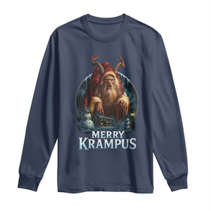 Christmas Krampus Long Sleeve Shirt Merry Krampus Pagan Yule Nordic Xmas TS11 Navy Print Your Wear