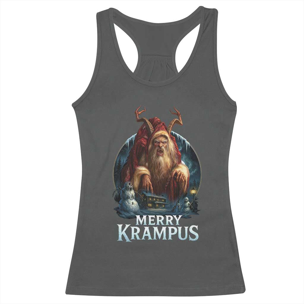 Christmas Krampus Racerback Tank Top Merry Krampus Pagan Yule Nordic Xmas TS11 Dark Heather Print Your Wear