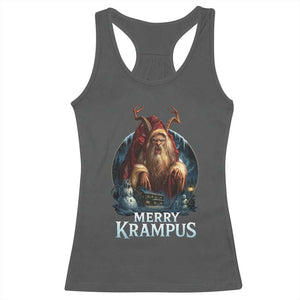 Christmas Krampus Racerback Tank Top Merry Krampus Pagan Yule Nordic Xmas TS11 Dark Heather Print Your Wear