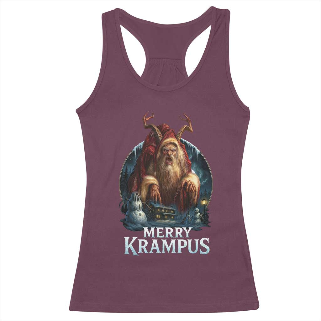 Christmas Krampus Racerback Tank Top Merry Krampus Pagan Yule Nordic Xmas TS11 Maroon Print Your Wear