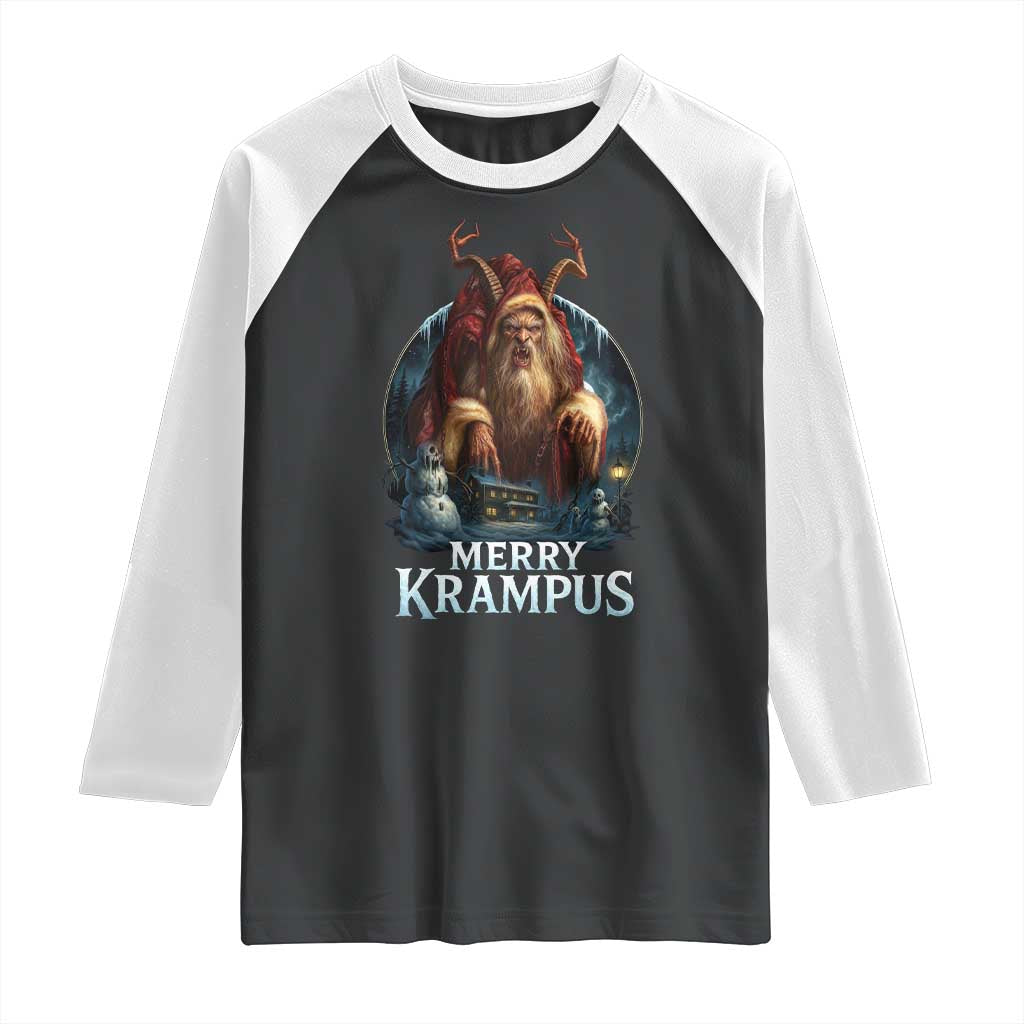 Christmas Krampus Raglan Shirt Merry Krampus Pagan Yule Nordic Xmas TS11 Black White Print Your Wear