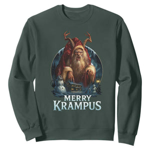 Christmas Krampus Sweatshirt Merry Krampus Pagan Yule Nordic Xmas TS11 Dark Forest Green Print Your Wear