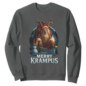 Christmas Krampus Sweatshirt Merry Krampus Pagan Yule Nordic Xmas TS11 Dark Heather Print Your Wear