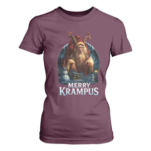Christmas Krampus T Shirt For Women Merry Krampus Pagan Yule Nordic Xmas TS11 Maroon Print Your Wear