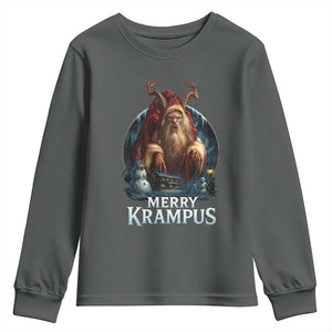 Christmas Krampus Youth Sweatshirt Merry Krampus Pagan Yule Nordic Xmas TS11 Dark Heather Print Your Wear