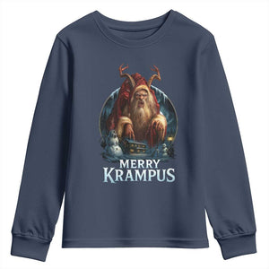 Christmas Krampus Youth Sweatshirt Merry Krampus Pagan Yule Nordic Xmas TS11 Navy Print Your Wear