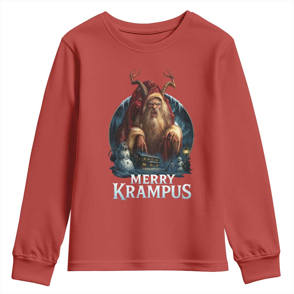 Christmas Krampus Youth Sweatshirt Merry Krampus Pagan Yule Nordic Xmas TS11 Red Print Your Wear