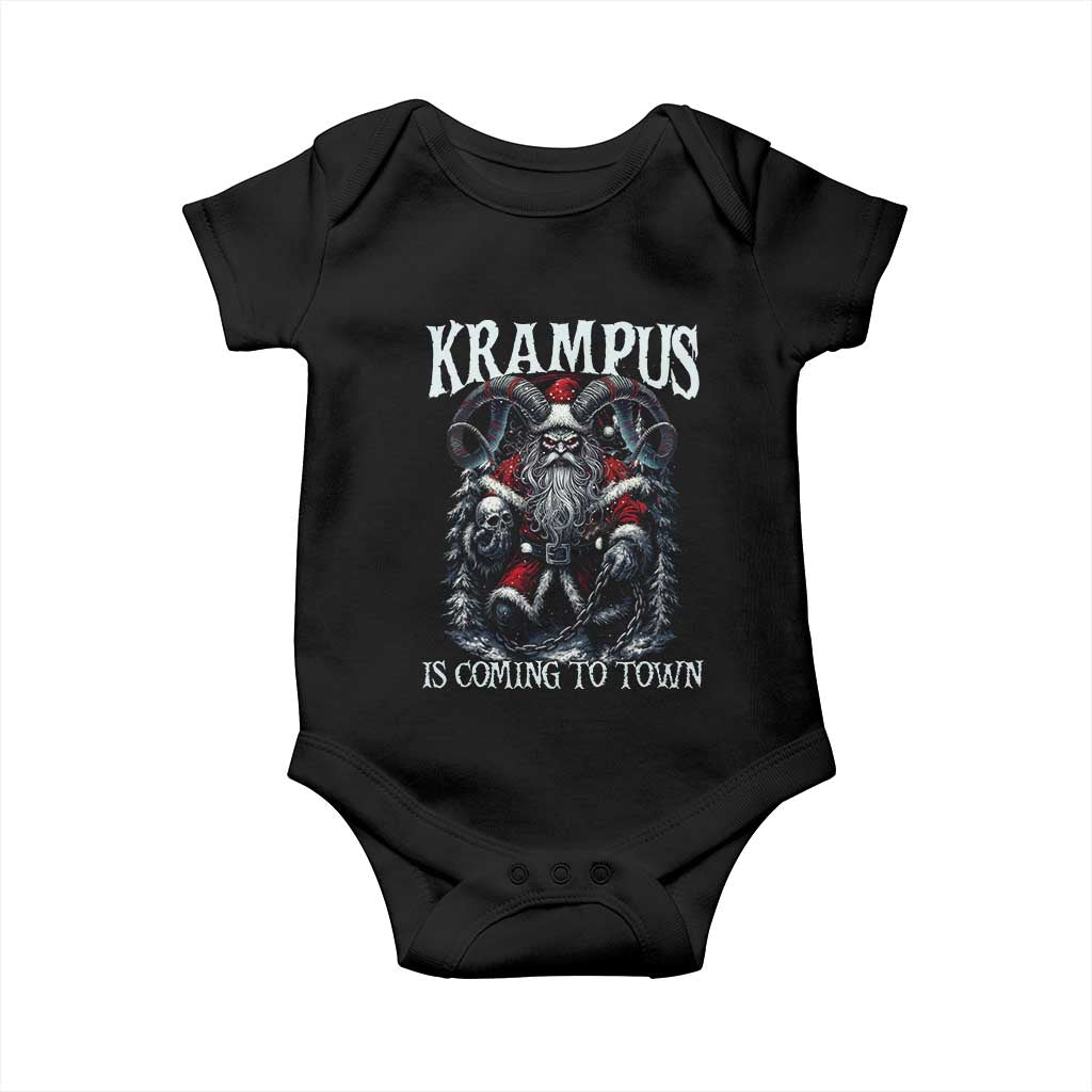 Nordic Christmas Krampus Baby Onesie Krampus Is Coming To Town Horror Holiday Xmas TS11 Black Print Your Wear
