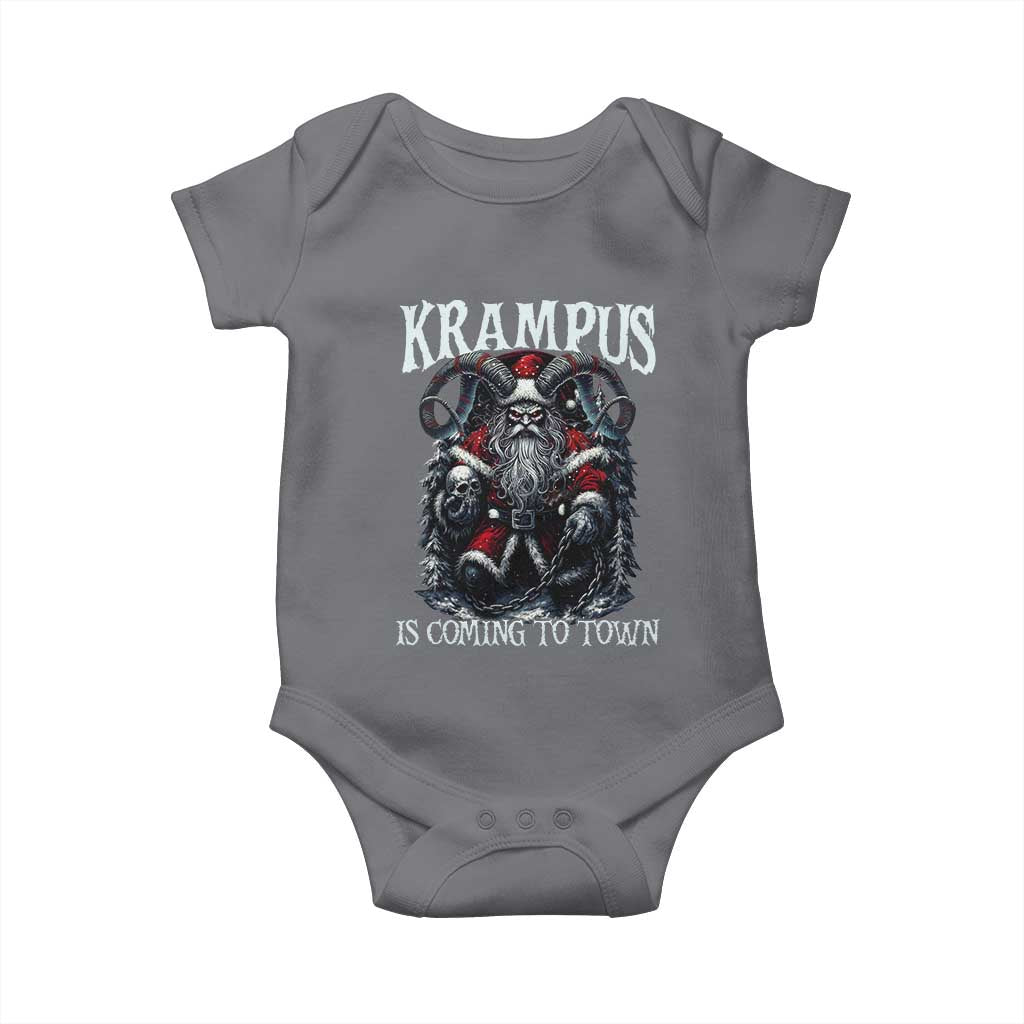 Nordic Christmas Krampus Baby Onesie Krampus Is Coming To Town Horror Holiday Xmas TS11 Charcoal Print Your Wear