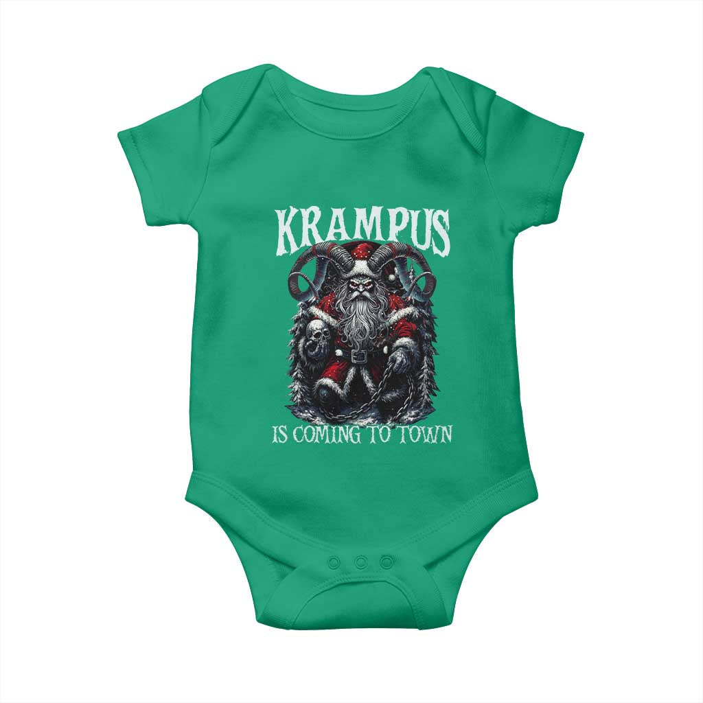 Nordic Christmas Krampus Baby Onesie Krampus Is Coming To Town Horror Holiday Xmas TS11 Irish Green Print Your Wear