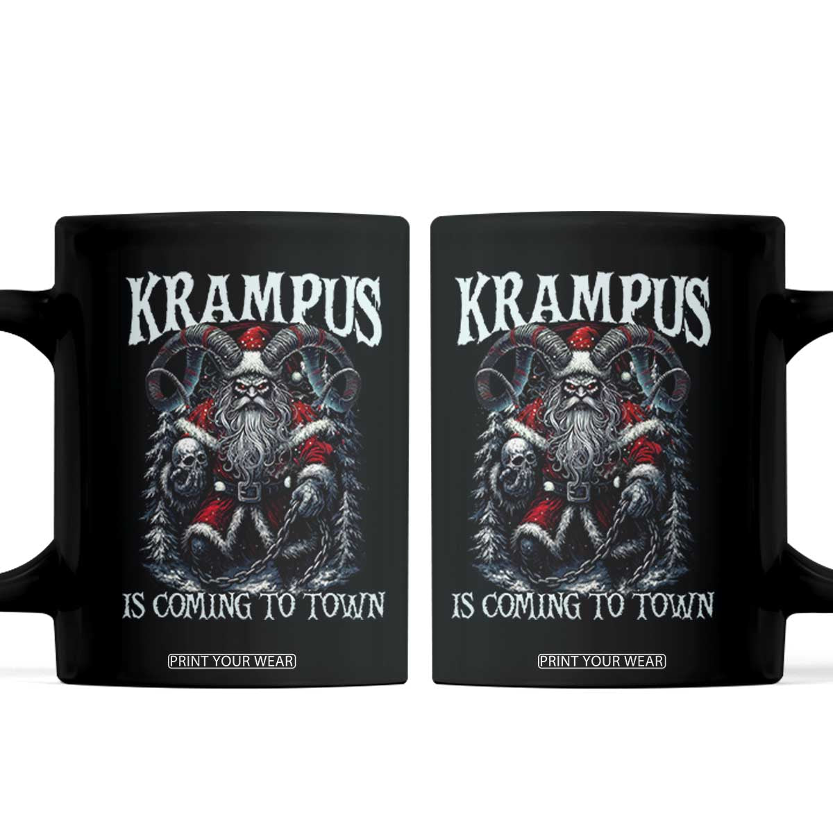 Nordic Christmas Krampus Coffee Mug Krampus Is Coming To Town Horror Holiday Xmas TS11 Black Print Your Wear