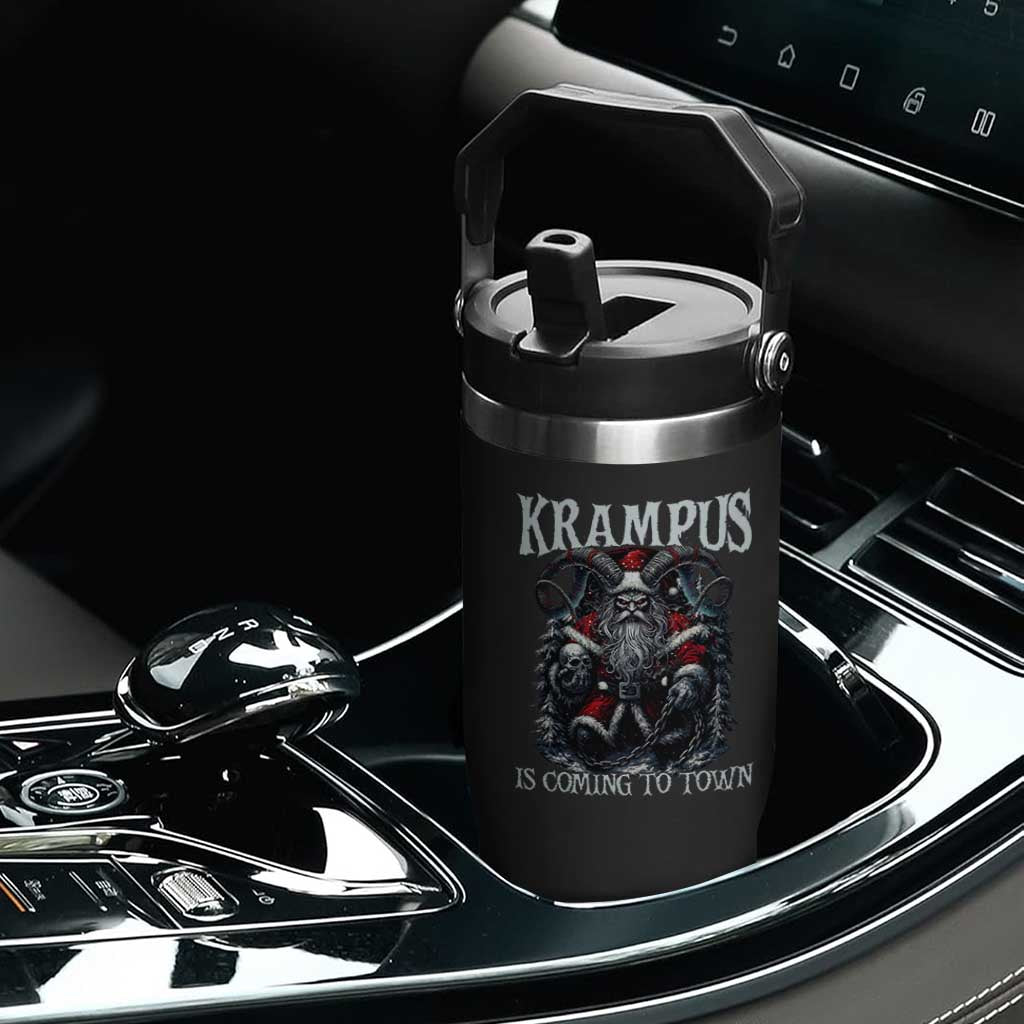 Nordic Christmas Krampus Flip Straw Tumbler Krampus Is Coming To Town Horror Holiday Xmas TS11 Print Your Wear