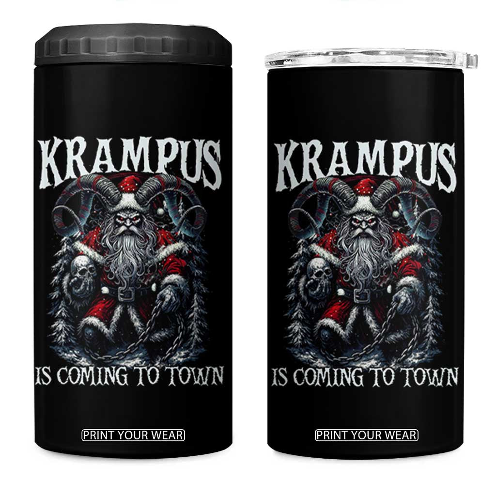 Nordic Christmas Krampus 4 in 1 Can Cooler Tumbler Krampus Is Coming To Town Horror Holiday Xmas TS11 One Size: 16 oz Black Print Your Wear