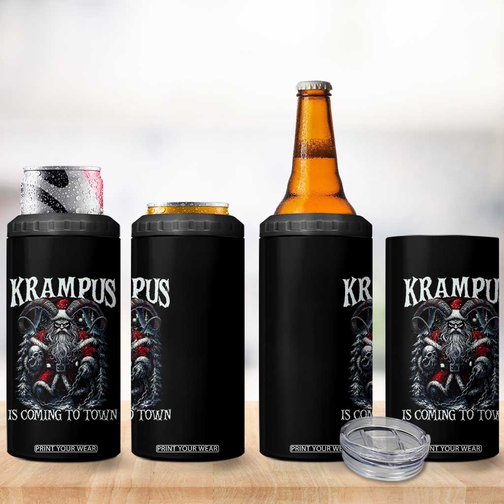 Nordic Christmas Krampus 4 in 1 Can Cooler Tumbler Krampus Is Coming To Town Horror Holiday Xmas TS11 Print Your Wear