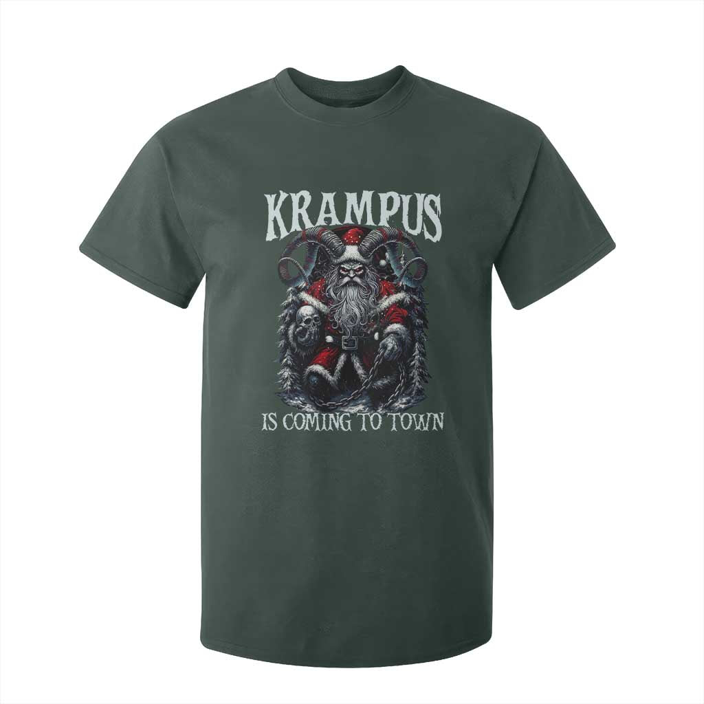 Nordic Christmas Krampus T Shirt For Kid Krampus Is Coming To Town Horror Holiday Xmas TS11 Dark Forest Green Print Your Wear