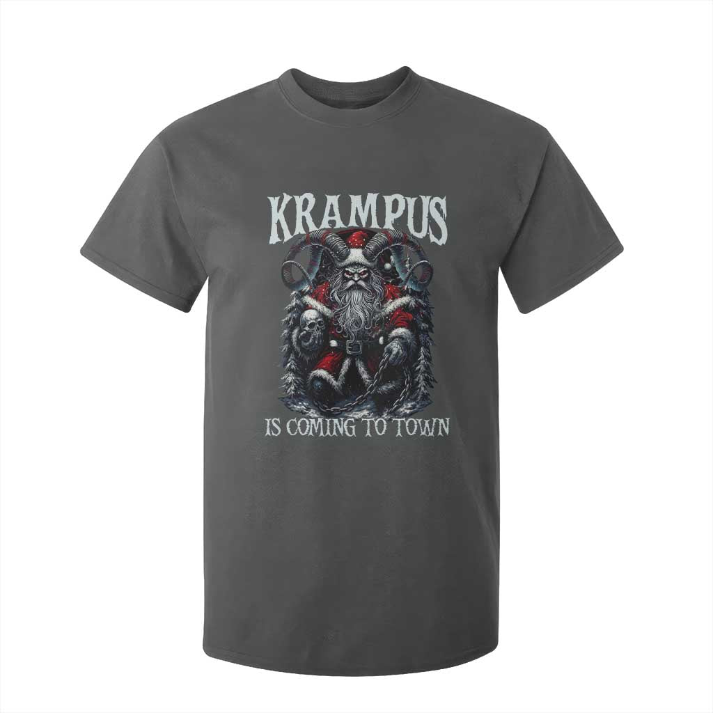 Nordic Christmas Krampus T Shirt For Kid Krampus Is Coming To Town Horror Holiday Xmas TS11 Dark Heather Print Your Wear