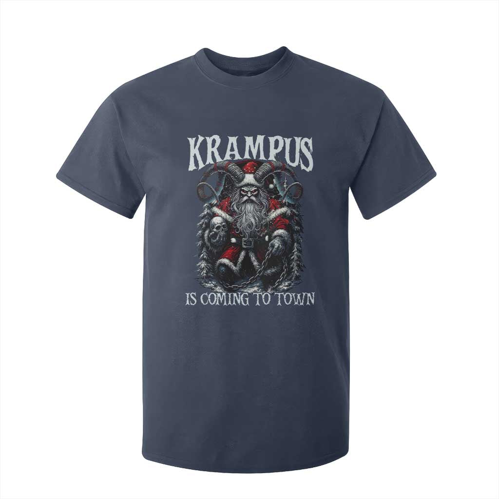 Nordic Christmas Krampus T Shirt For Kid Krampus Is Coming To Town Horror Holiday Xmas TS11 Navy Print Your Wear