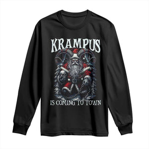 Nordic Christmas Krampus Long Sleeve Shirt Krampus Is Coming To Town Horror Holiday Xmas TS11 Black Print Your Wear