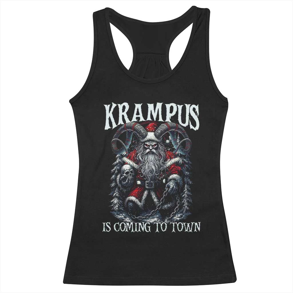 Nordic Christmas Krampus Racerback Tank Top Krampus Is Coming To Town Horror Holiday Xmas TS11 Black Print Your Wear