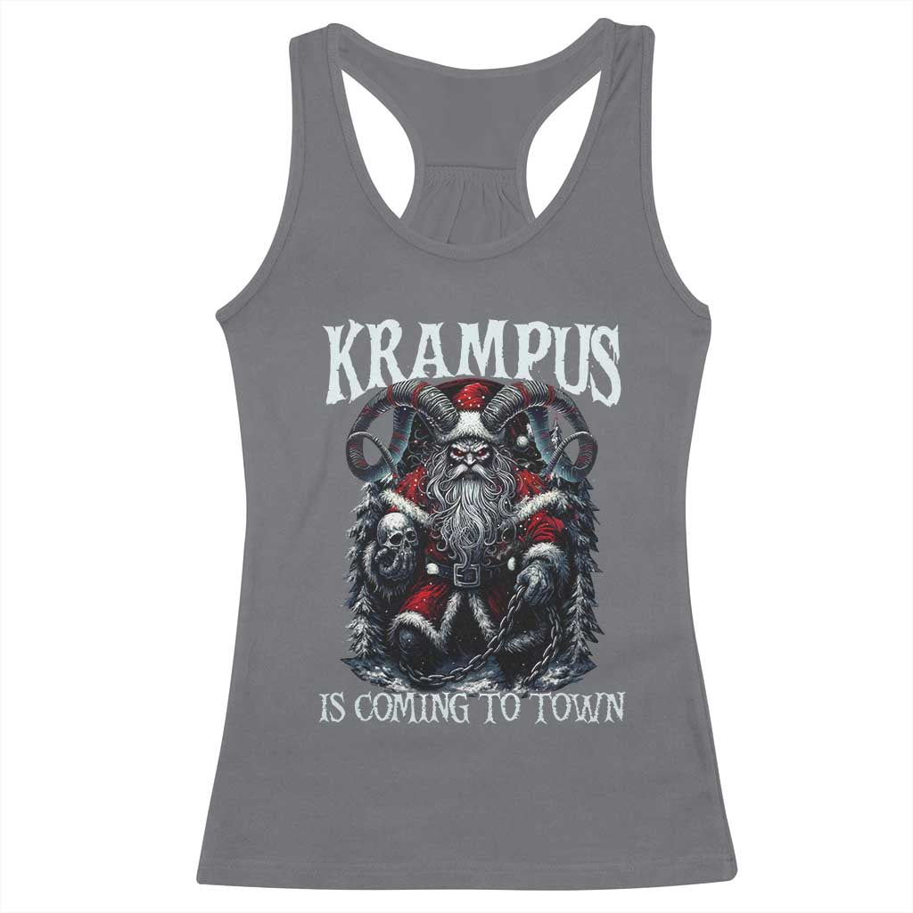 Nordic Christmas Krampus Racerback Tank Top Krampus Is Coming To Town Horror Holiday Xmas TS11 Charcoal Print Your Wear