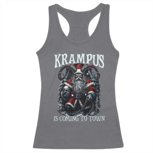 Nordic Christmas Krampus Racerback Tank Top Krampus Is Coming To Town Horror Holiday Xmas TS11 Charcoal Print Your Wear
