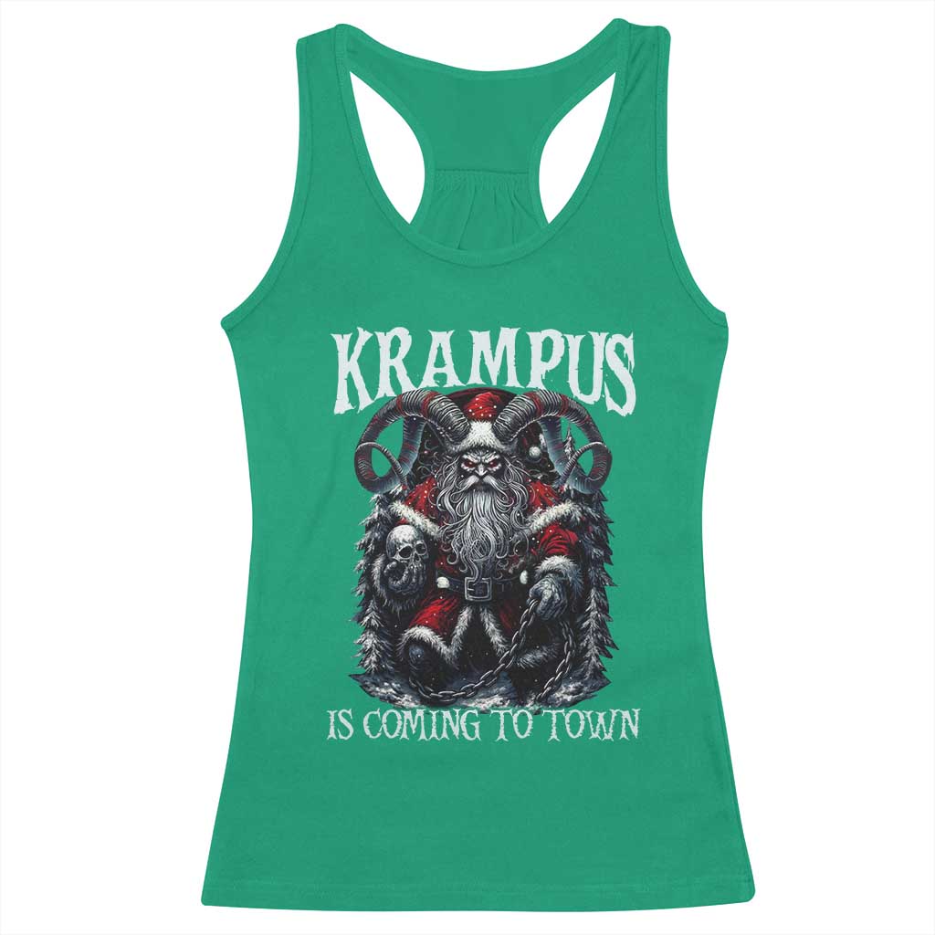 Nordic Christmas Krampus Racerback Tank Top Krampus Is Coming To Town Horror Holiday Xmas TS11 Irish Green Print Your Wear