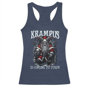 Nordic Christmas Krampus Racerback Tank Top Krampus Is Coming To Town Horror Holiday Xmas TS11 Navy Print Your Wear