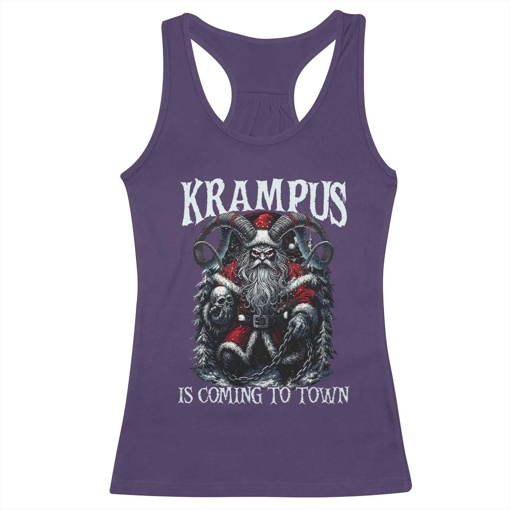 Nordic Christmas Krampus Racerback Tank Top Krampus Is Coming To Town Horror Holiday Xmas TS11 Purple Print Your Wear