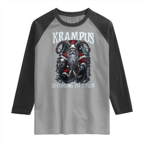 Nordic Christmas Krampus Raglan Shirt Krampus Is Coming To Town Horror Holiday Xmas TS11 Sport Gray Black Print Your Wear