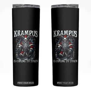 Nordic Christmas Krampus Skinny Tumbler Krampus Is Coming To Town Horror Holiday Xmas TS11 Black Print Your Wear