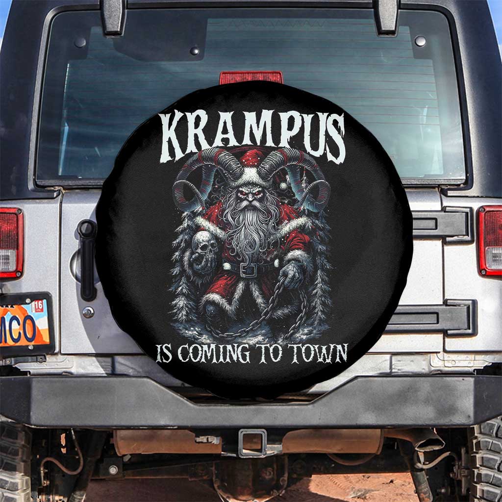 Nordic Christmas Krampus Spare Tire Cover Krampus Is Coming To Town Horror Holiday Xmas TS11 No hole Black Print Your Wear
