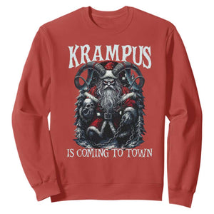 Nordic Christmas Krampus Sweatshirt Krampus Is Coming To Town Horror Holiday Xmas TS11 Red Print Your Wear