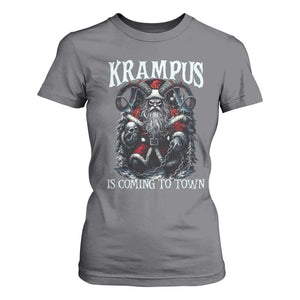 Nordic Christmas Krampus T Shirt For Women Krampus Is Coming To Town Horror Holiday Xmas TS11 Charcoal Print Your Wear