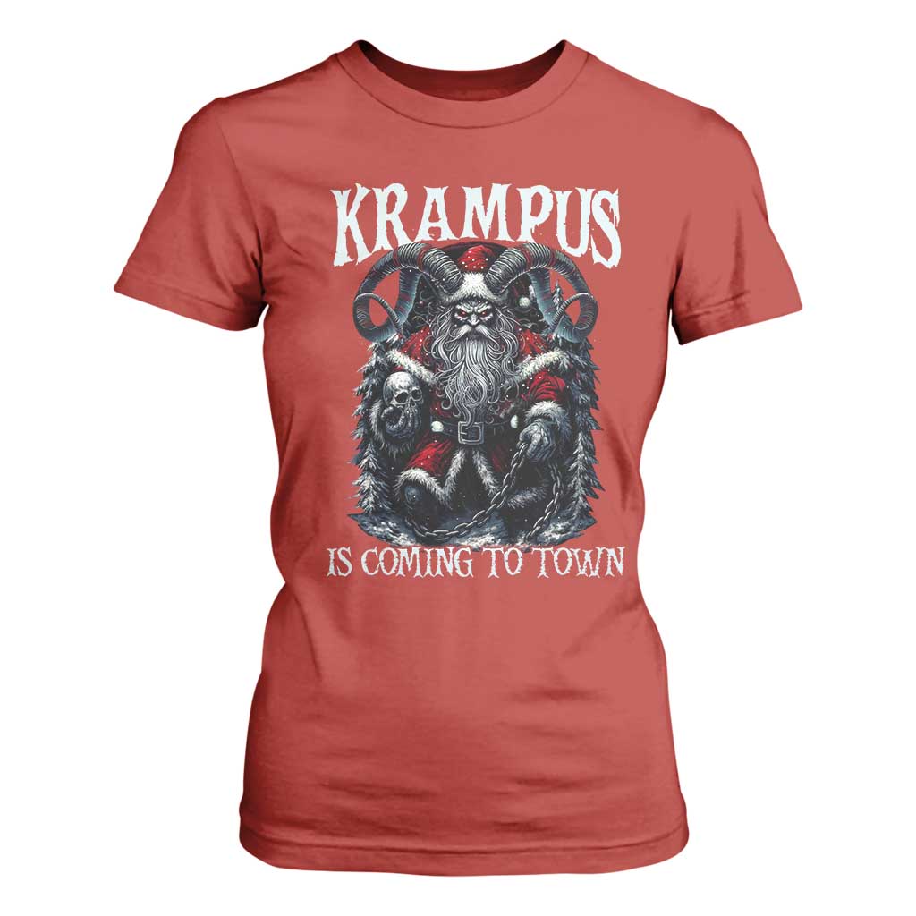 Nordic Christmas Krampus T Shirt For Women Krampus Is Coming To Town Horror Holiday Xmas TS11 Red Print Your Wear
