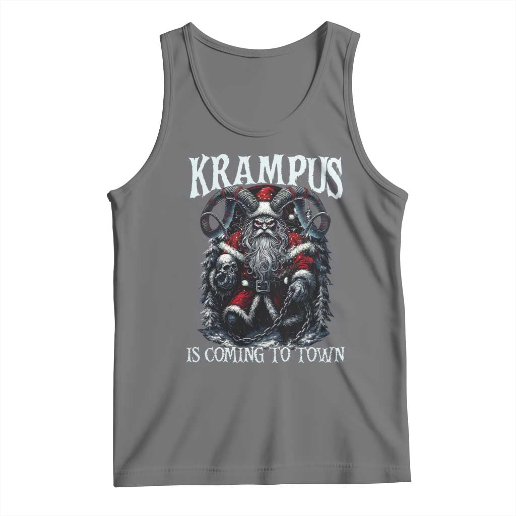 Nordic Christmas Krampus Tank Top Krampus Is Coming To Town Horror Holiday Xmas TS11 Black Heather Print Your Wear