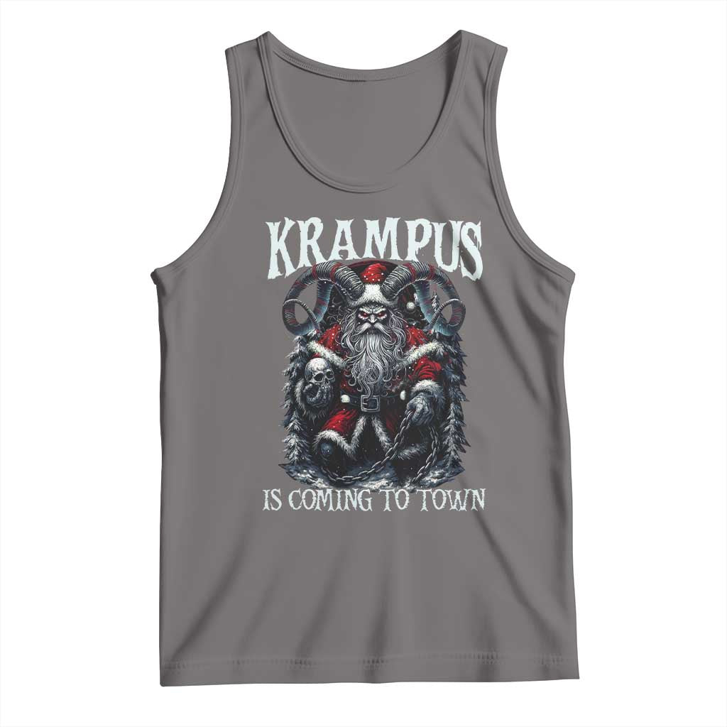 Nordic Christmas Krampus Tank Top Krampus Is Coming To Town Horror Holiday Xmas TS11 Deep Heather Print Your Wear