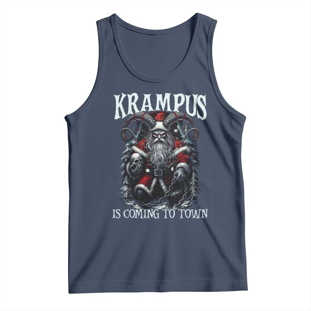 Nordic Christmas Krampus Tank Top Krampus Is Coming To Town Horror Holiday Xmas TS11 Navy Print Your Wear