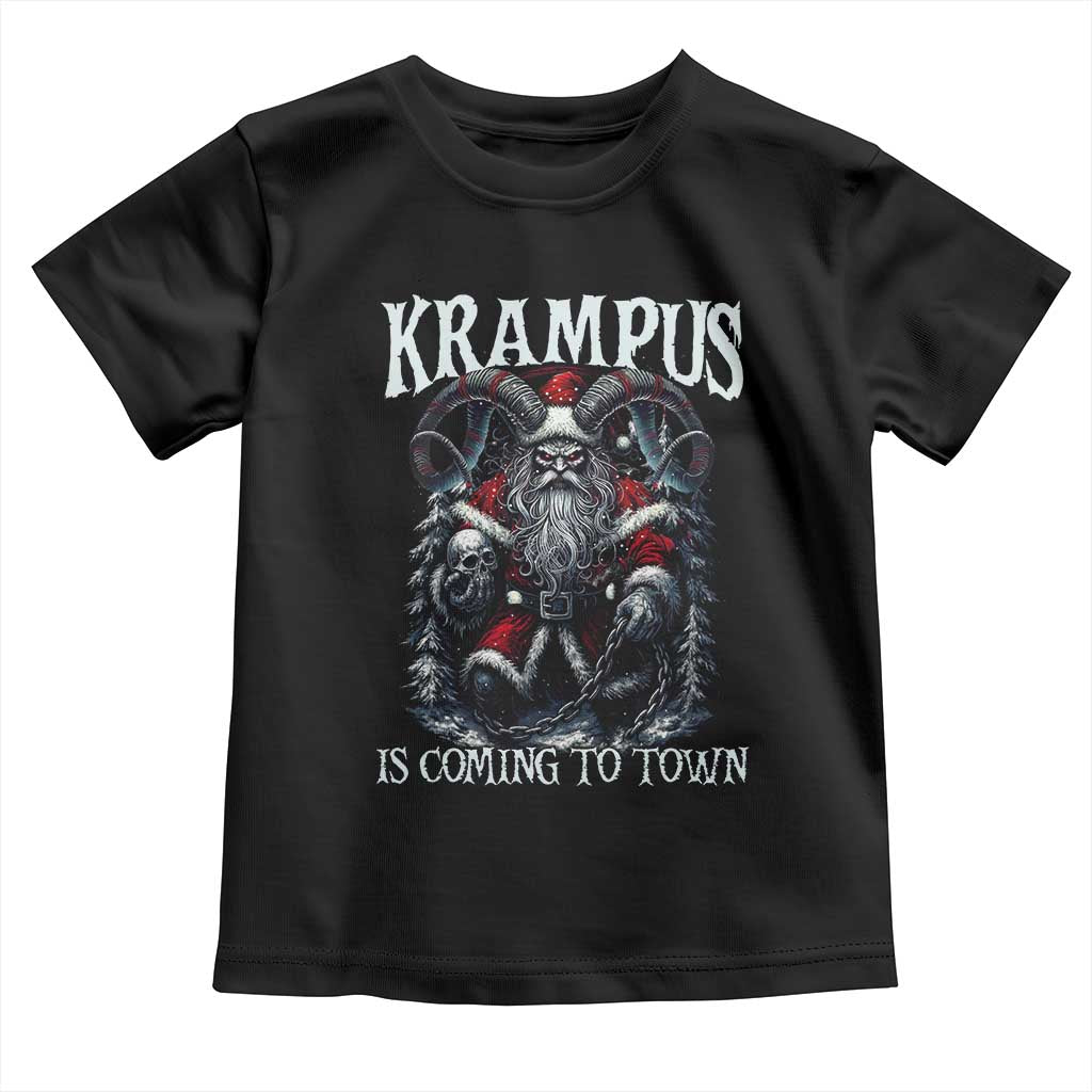 Nordic Christmas Krampus Toddler T Shirt Krampus Is Coming To Town Horror Holiday Xmas TS11 Black Print Your Wear