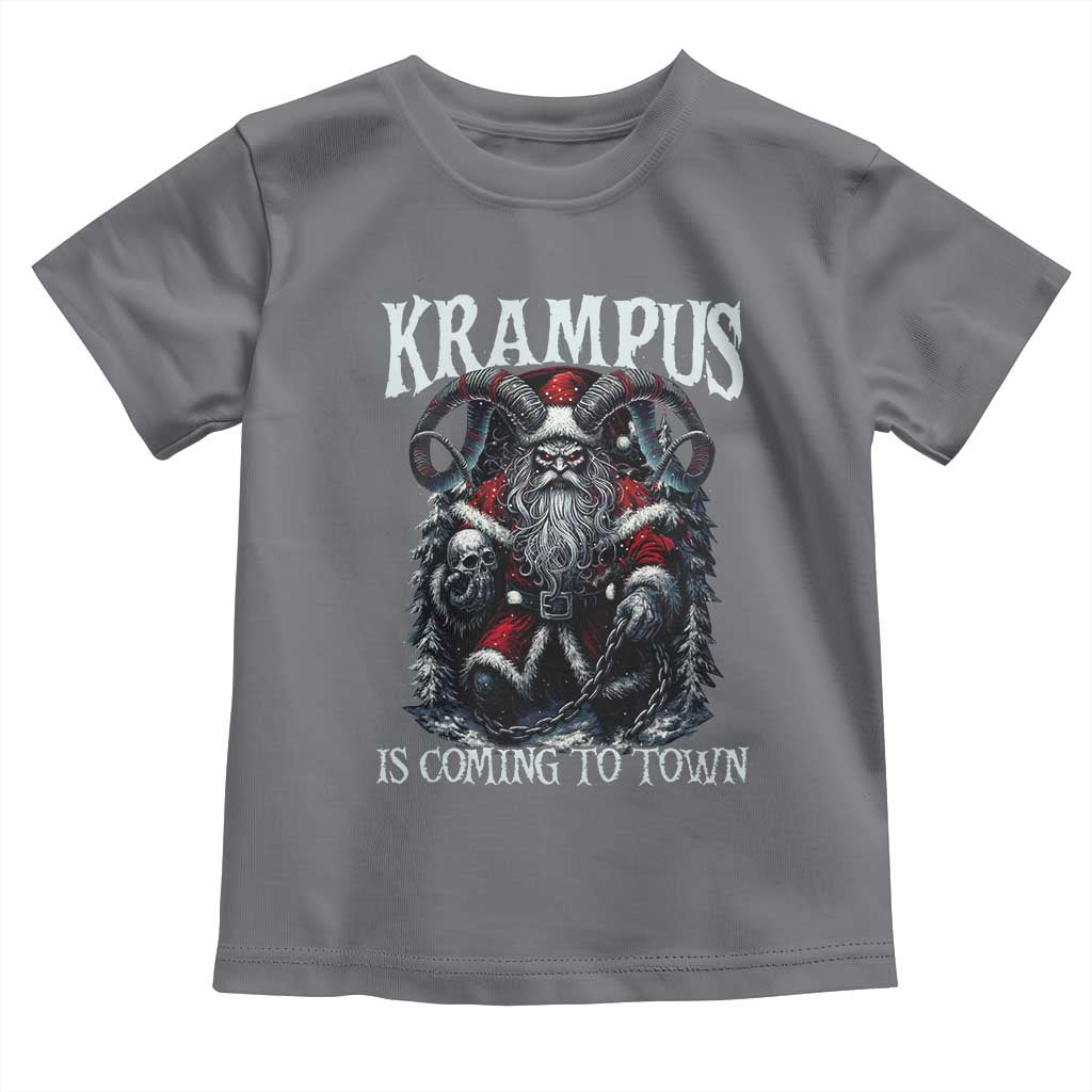 Nordic Christmas Krampus Toddler T Shirt Krampus Is Coming To Town Horror Holiday Xmas TS11 Charcoal Print Your Wear
