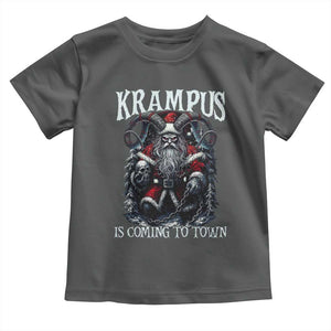Nordic Christmas Krampus Toddler T Shirt Krampus Is Coming To Town Horror Holiday Xmas TS11 Dark Heather Print Your Wear