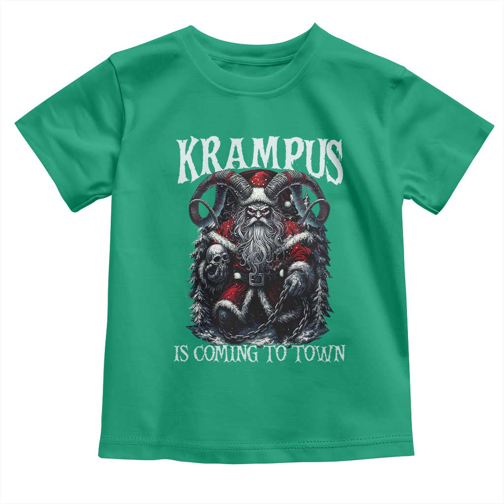 Nordic Christmas Krampus Toddler T Shirt Krampus Is Coming To Town Horror Holiday Xmas TS11 Irish Green Print Your Wear