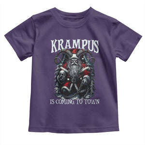 Nordic Christmas Krampus Toddler T Shirt Krampus Is Coming To Town Horror Holiday Xmas TS11 Purple Print Your Wear