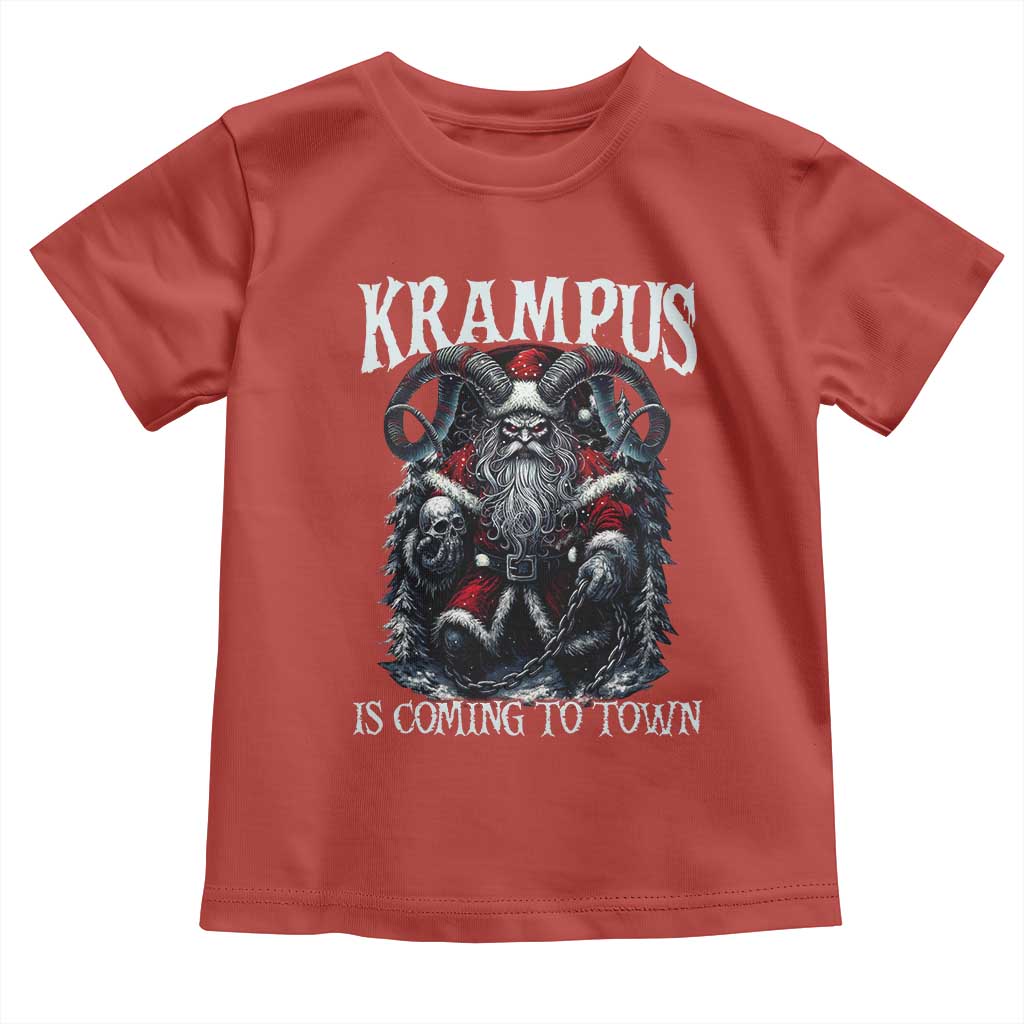 Nordic Christmas Krampus Toddler T Shirt Krampus Is Coming To Town Horror Holiday Xmas TS11 Red Print Your Wear